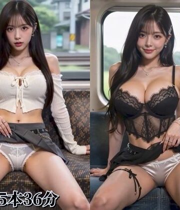 【同人ネタバレ】【動画】電車の対面に座った美女がパンツとオッパイを見せつけてくる動画集